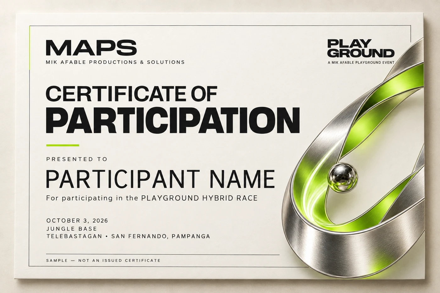 Playground hybrid-race certificate design preview